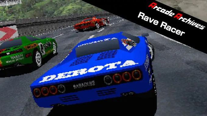 Rave Racer screenshot with Japanese Arcade Archives banner
