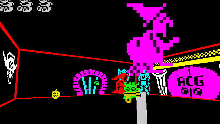 Atic Atac 3D screenshot with witch and door