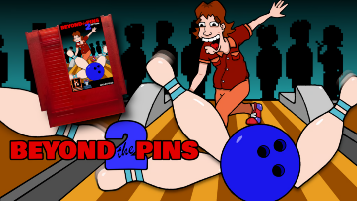 Beyond the Pins: The 2nd Frame cartoon of character bowling and NES cart