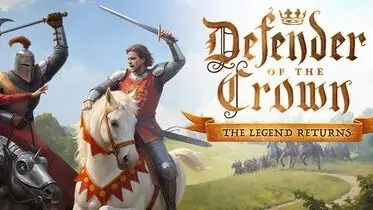 Defender of the Crown: the Legend Returns logo and two knights on horseback