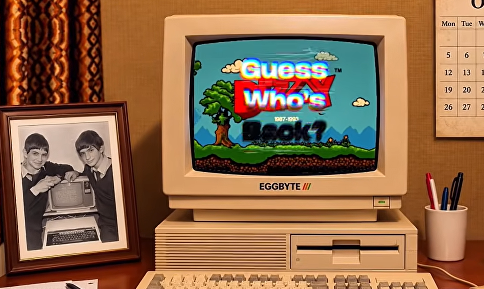 Dizzy 40th anniversary logo and a PC