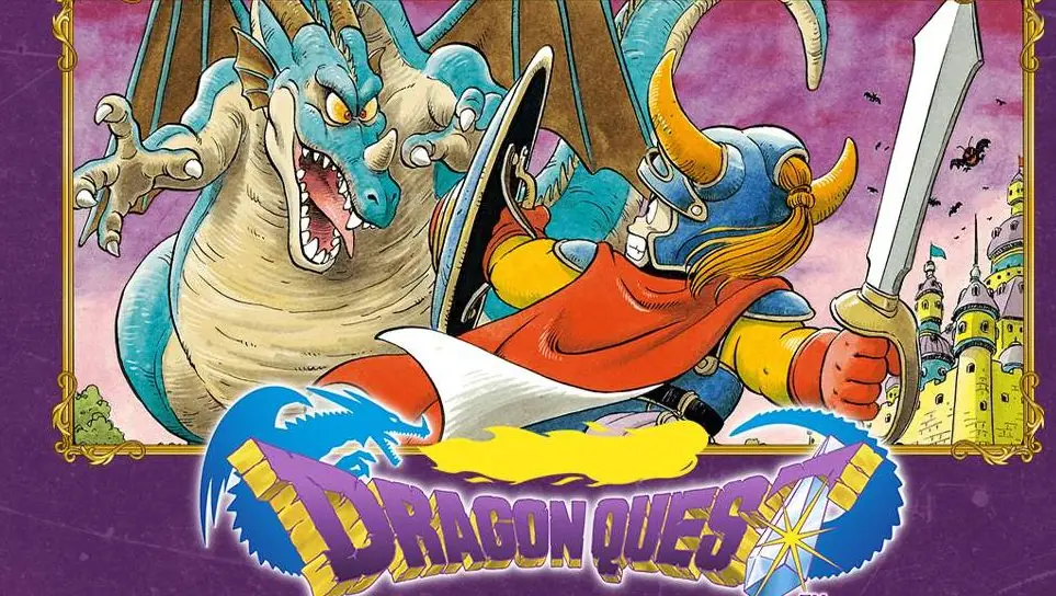 Dragon Quest logo and fight
