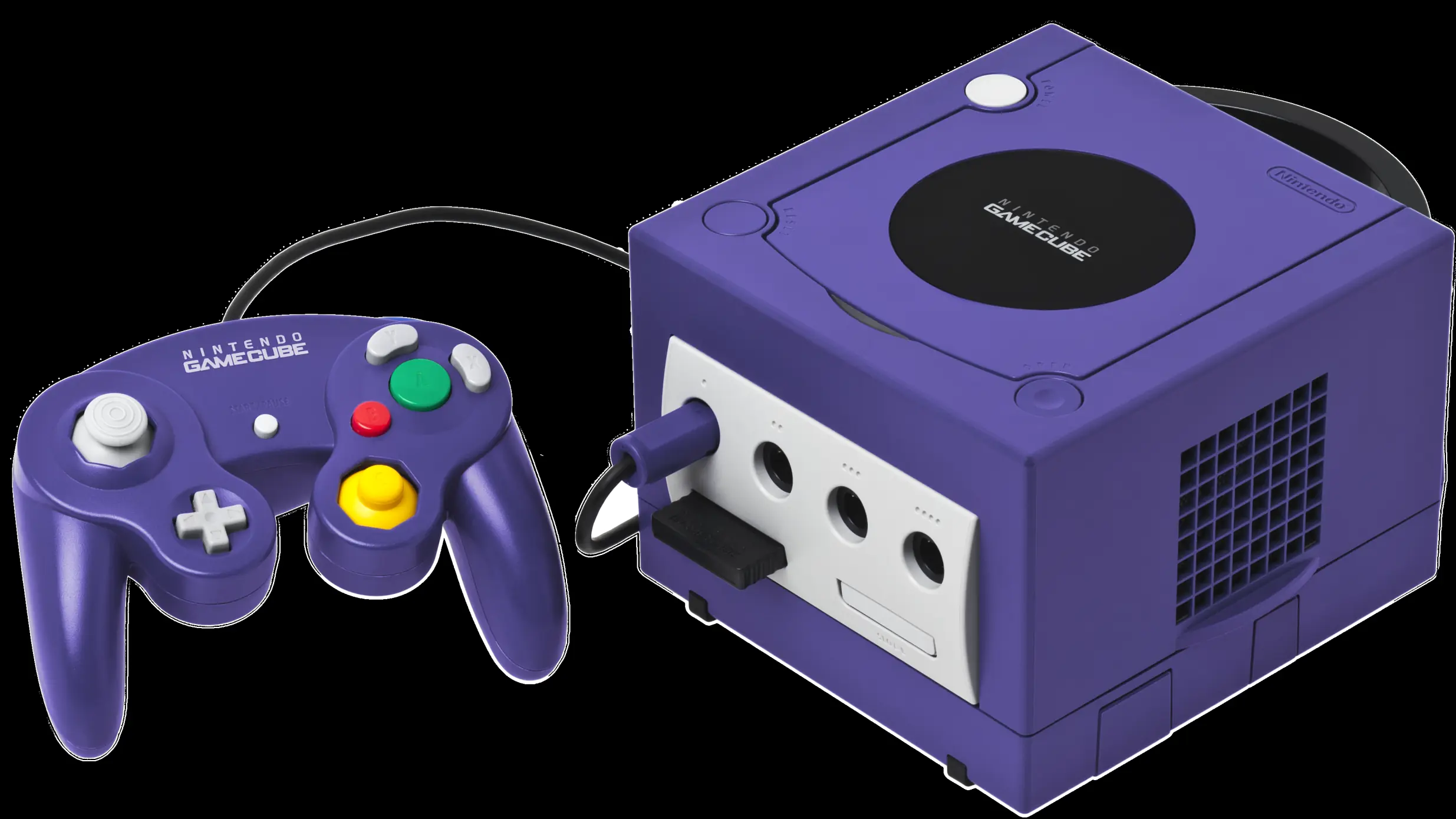 a purple Nintendo GameCube
