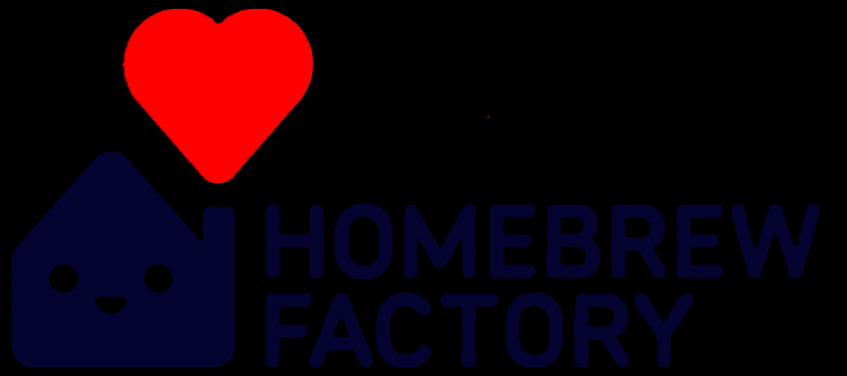 Homebrew Factory text with heart logo