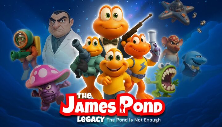 James Pond Legacy logo and cartoon of James Pond and other fish
