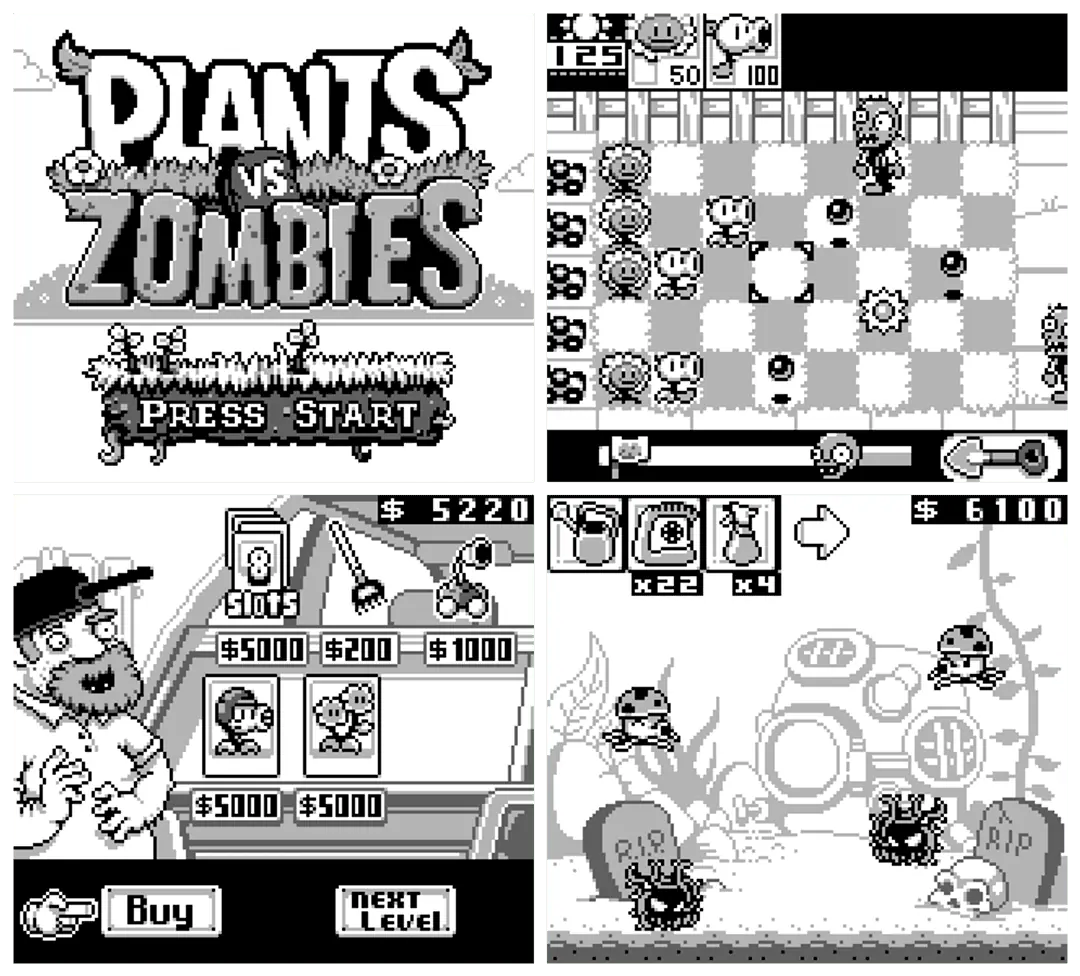 Plants vs. Zombies Game Boy demake screenshots