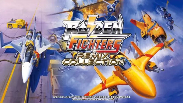 Raiden Fighters Remix Collection logo and yellow spaceship