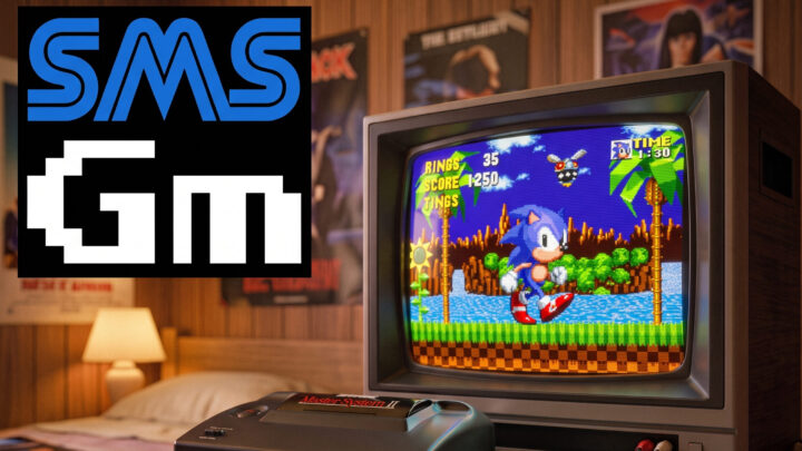 SMS Game Maker header with Sonic running on Master System 2