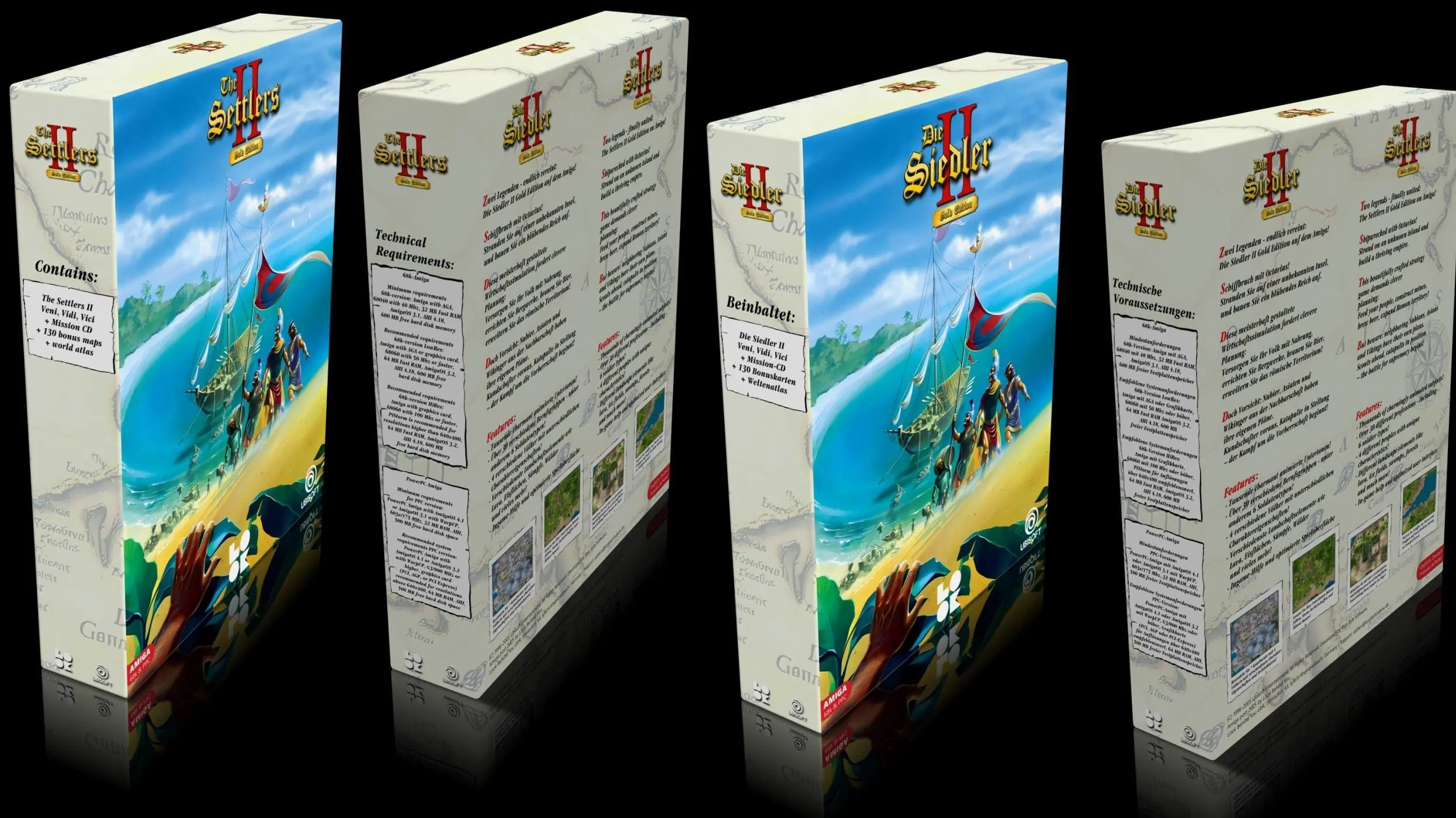 The Settlers II Amiga boxes