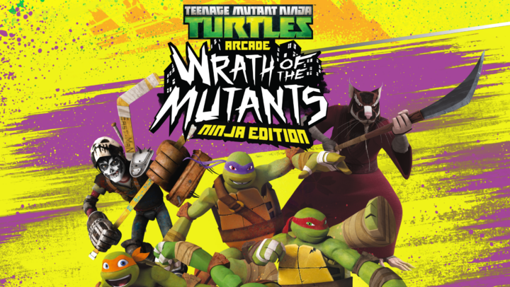 Teenage Mutant Ninja Turtles Arcade: Wrath of the Mutants key art with the Turtles and the logo