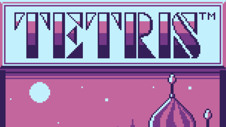 Tetris Game Boy title screen in blue and purple