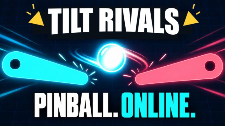 Tilt Rivals logo, flippers and ball