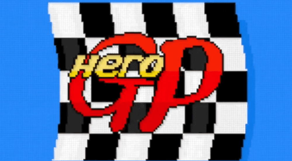 Hero GP over a checkered flag